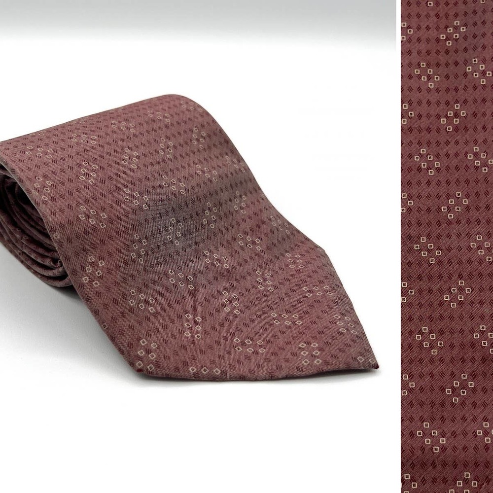 Vintage Neiman Marcus Men's All Silk Tie 4" Patterned Necktie Maroon EUC!